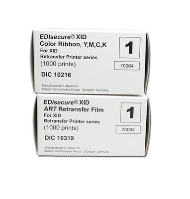 Impresora de tarjetas Matica Edisecure XID8300 con cinta de color DIC10216 e impresiones de película DIC10319