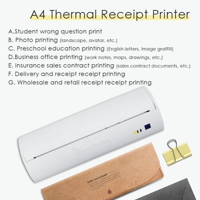 Impresora térmica USB Mini para papel tamaño A4 estilo en blanco y negro Imprimir comando ESC