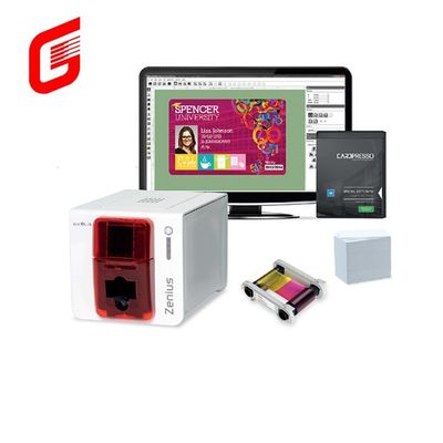 Evolis Zenius Impresora de tarjetas de identificación de PVC 195 x 205 x 315 mm en negro Velocidad de impresión 400-500 tarjetas/hora