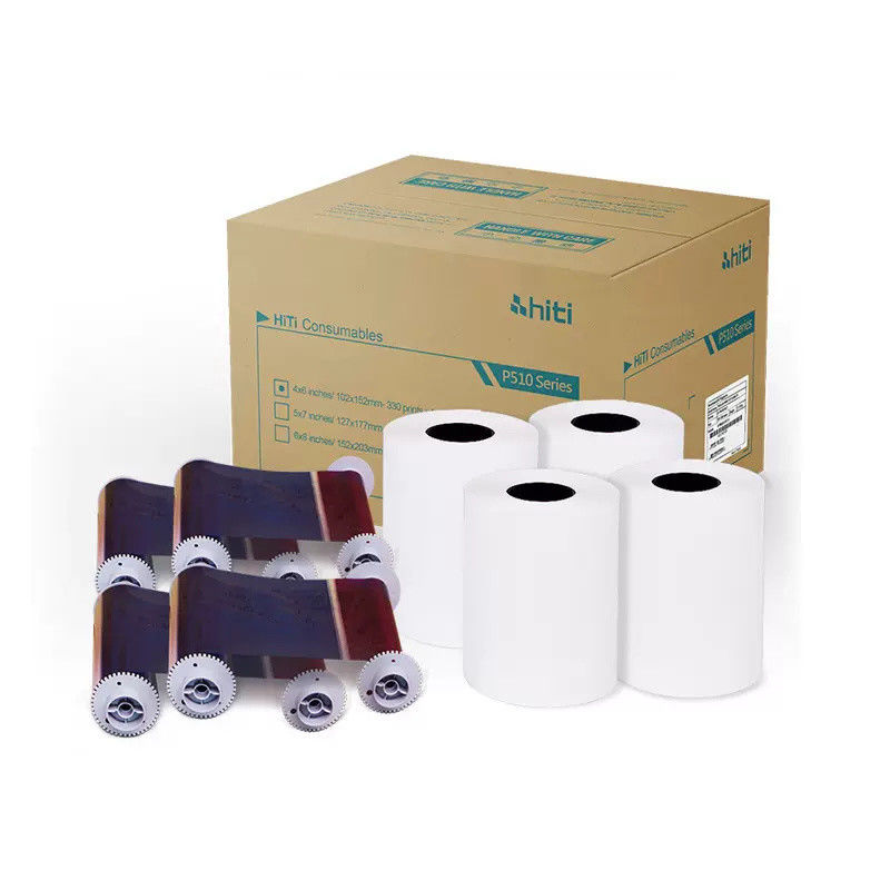 Hiti original P510s / P510K / P510L Kit de impresión 6x8 &quot; 152x203 mm de papel fotográfico y cinta