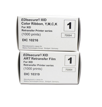 Impresora de tarjetas Matica Edisecure XID8300 con cinta de color DIC10216 e impresiones de película DIC10319
