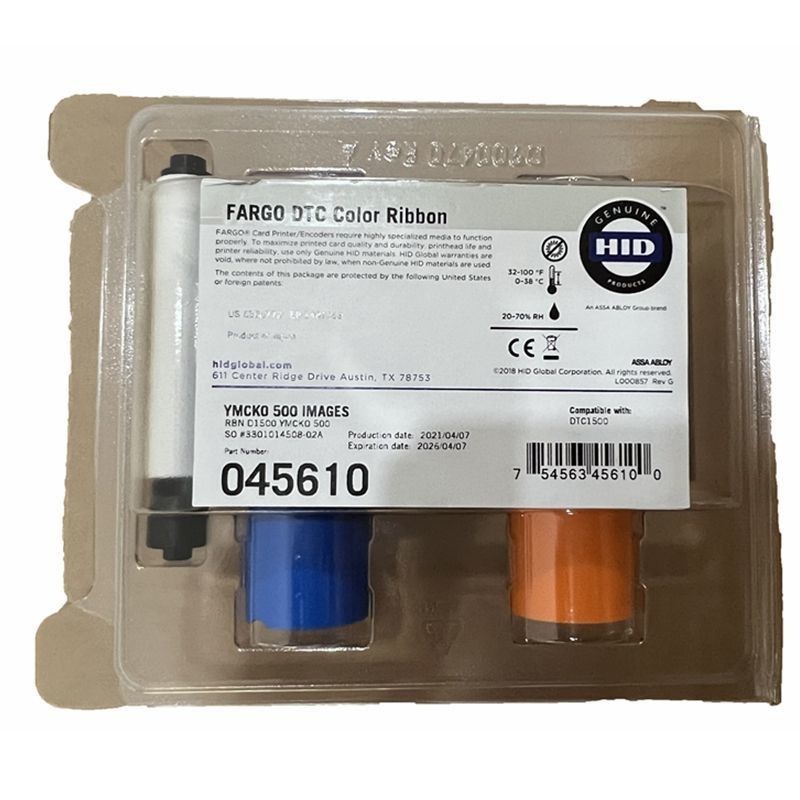Ancho 9 mm Fargo original 45610 YMCKO cinta a todo color para DTC1500 500 impresiones