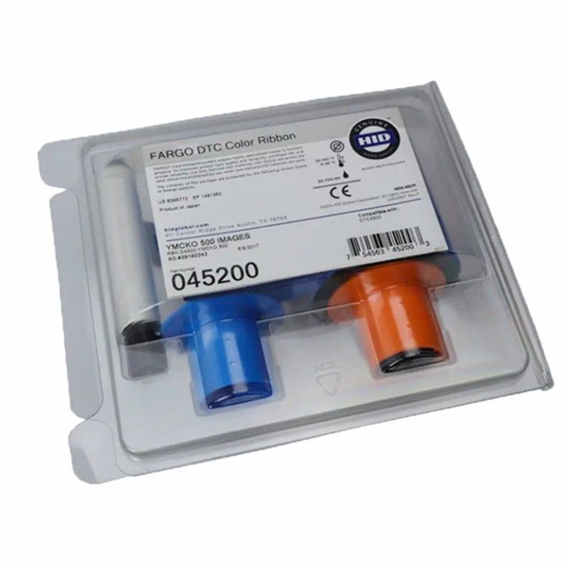 Fargo 45200 YMCKO Cintas de color para impresoras de tarjetas DTC4500 DTC4500e 500 imágenes por rollo